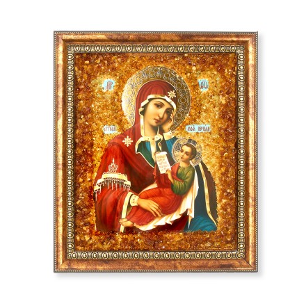 Икона БМ Утоли моя печали, янтарь купить